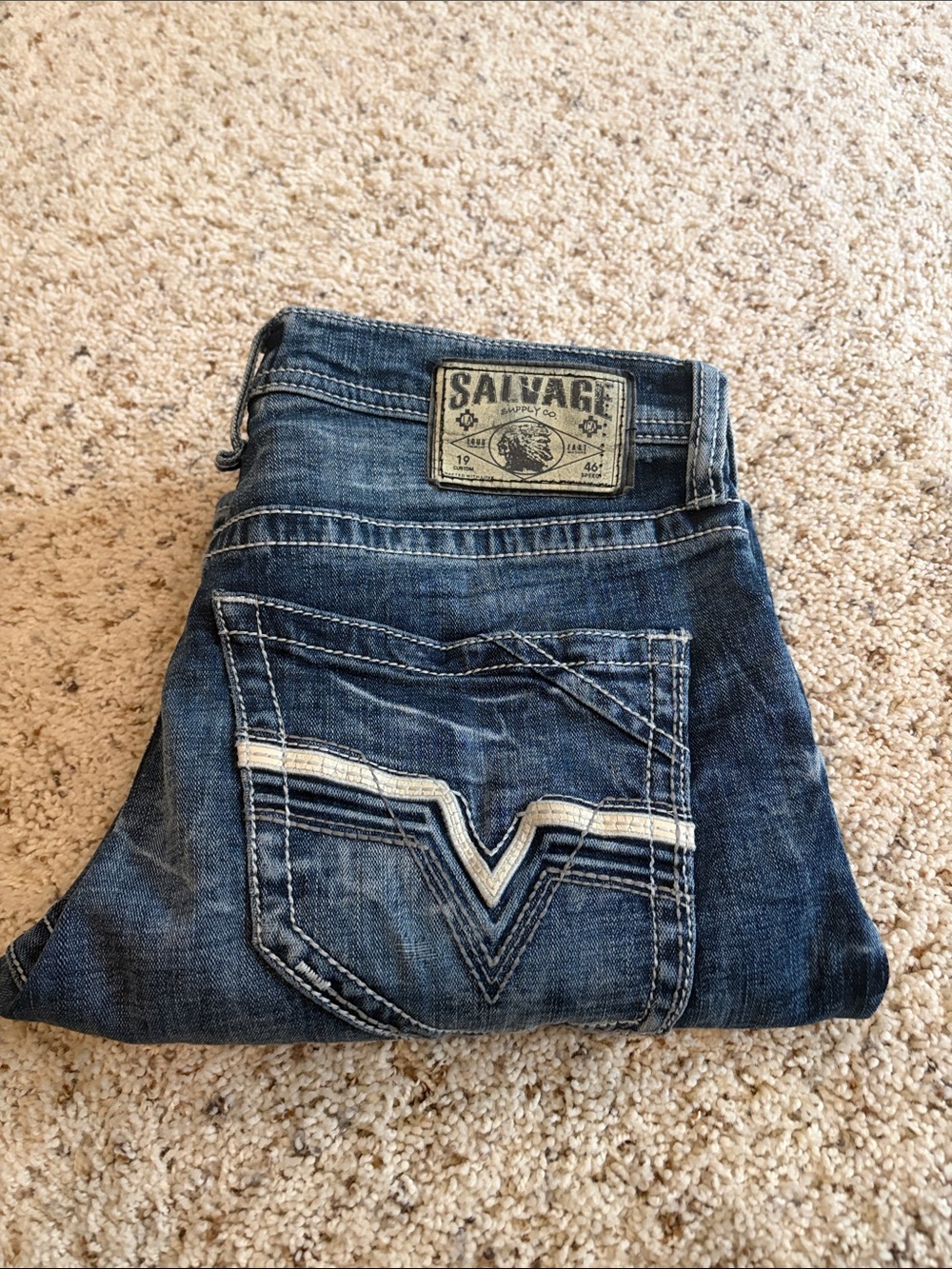 Salvage Men's Faded Blue Wide-Leg Jeans